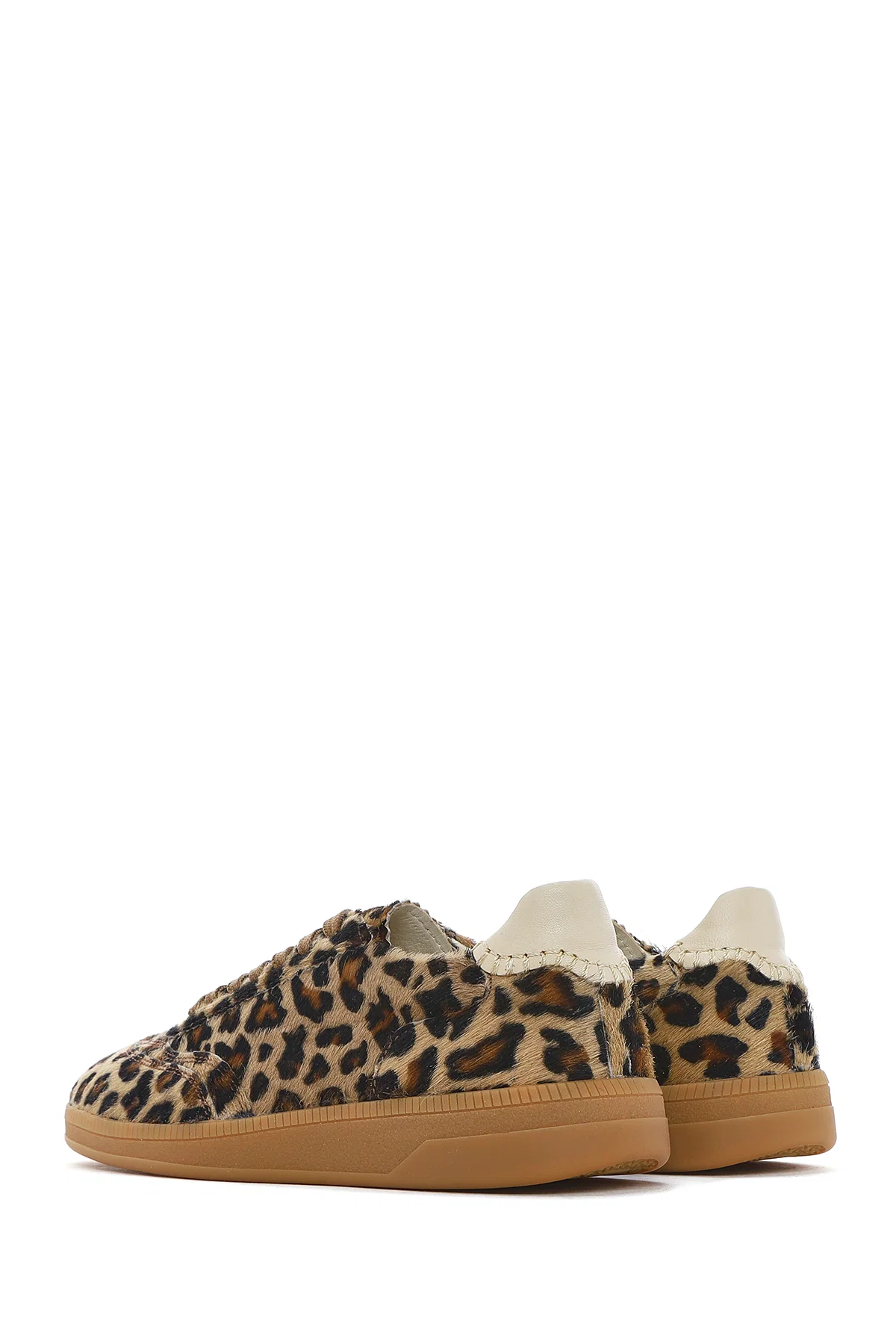 Kadın Leopar Bağcıklı Deri Sneaker - Image 5