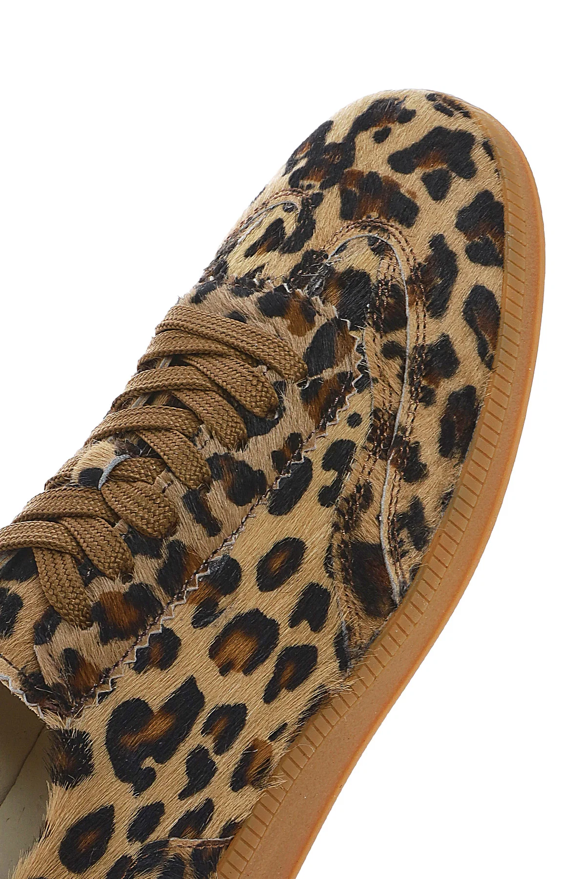 Kadın Leopar Bağcıklı Deri Sneaker - Image 8