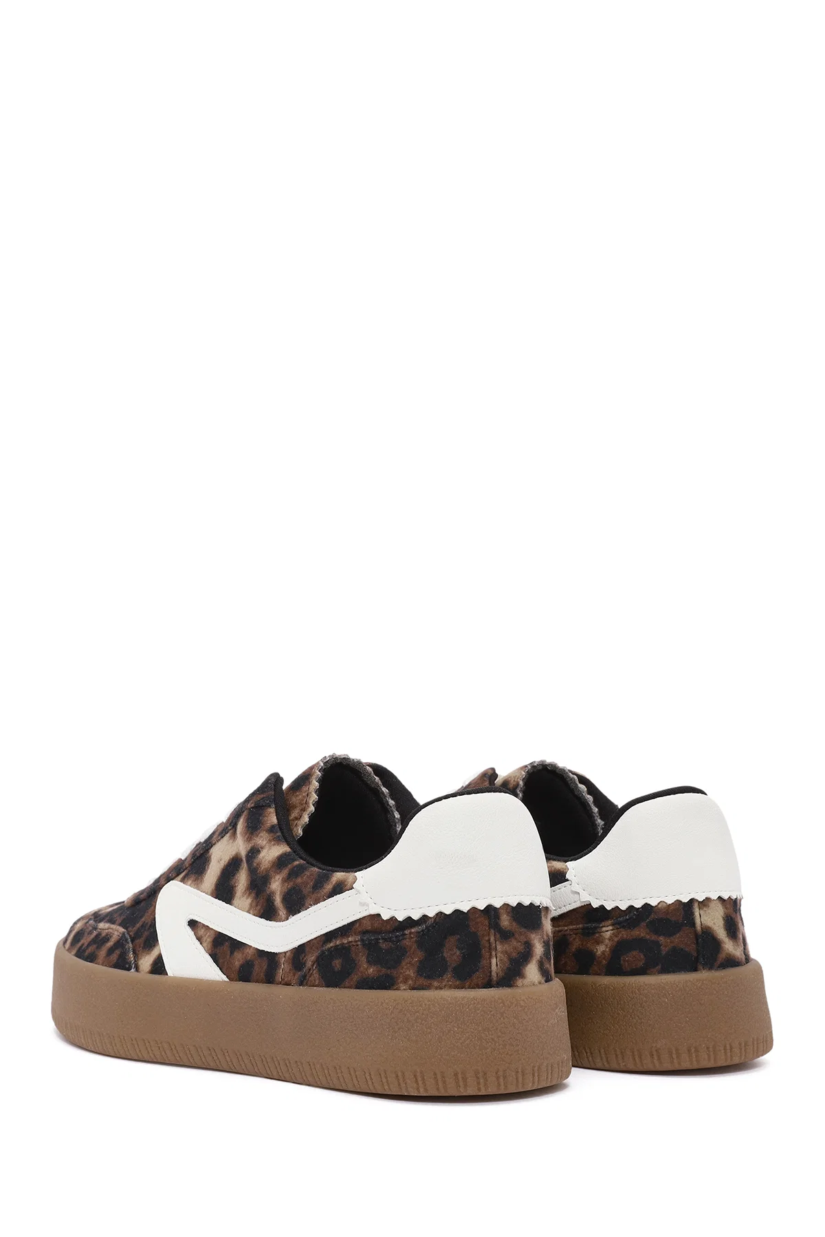Kadın Leopar Bağcıklı Kalın Tabanlı Sneaker - Image 5