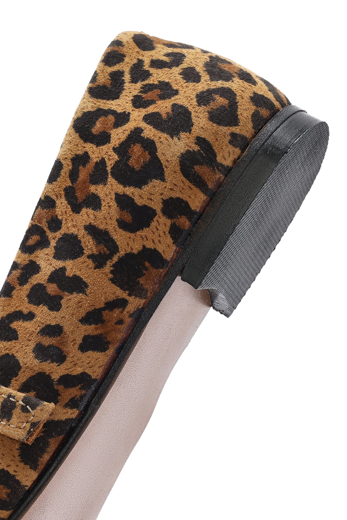 Kadın Leopar Bantlı Süet Deri Babet - Image 8