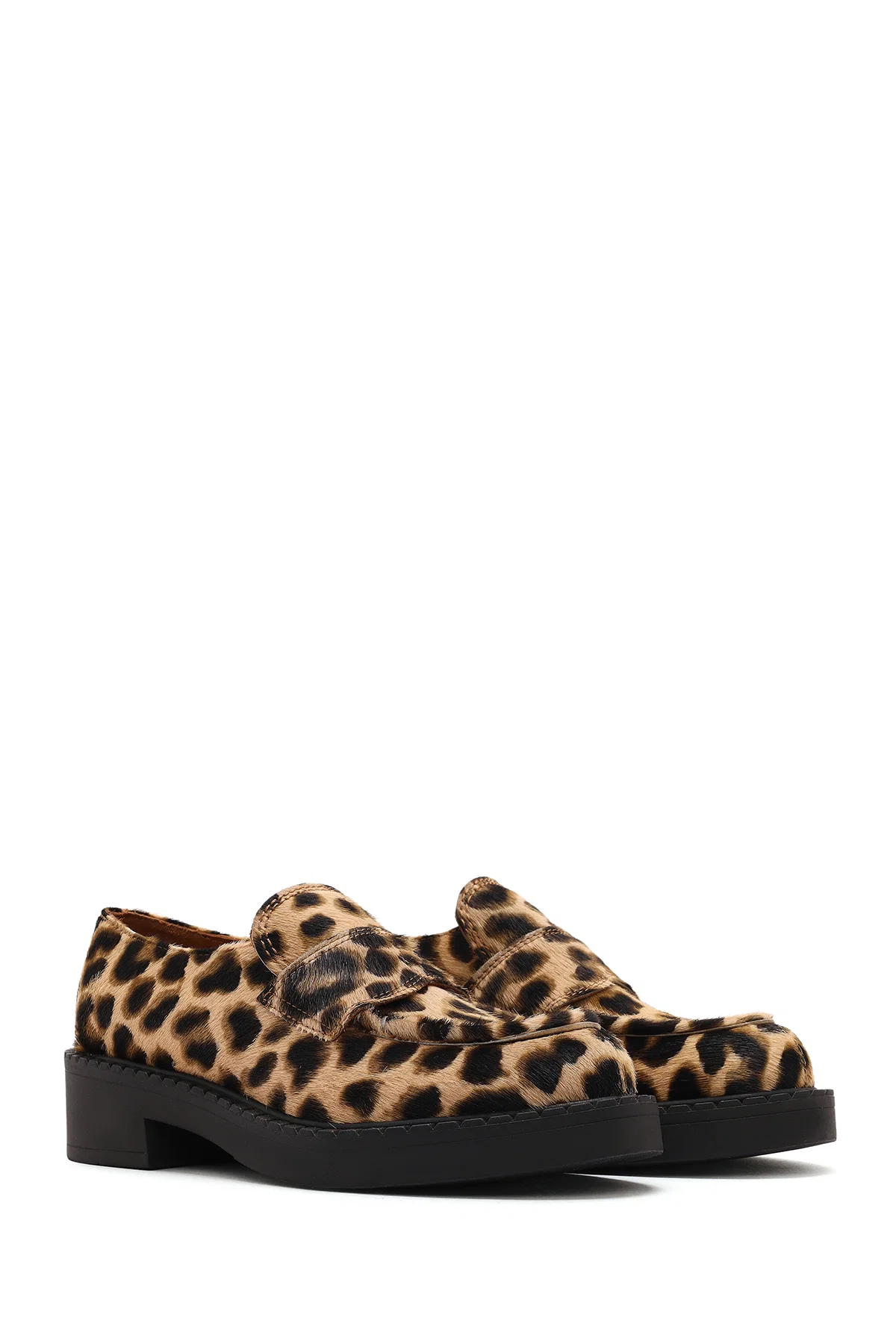Kadın Leopar Deri Maskülen Loafer - Image 3