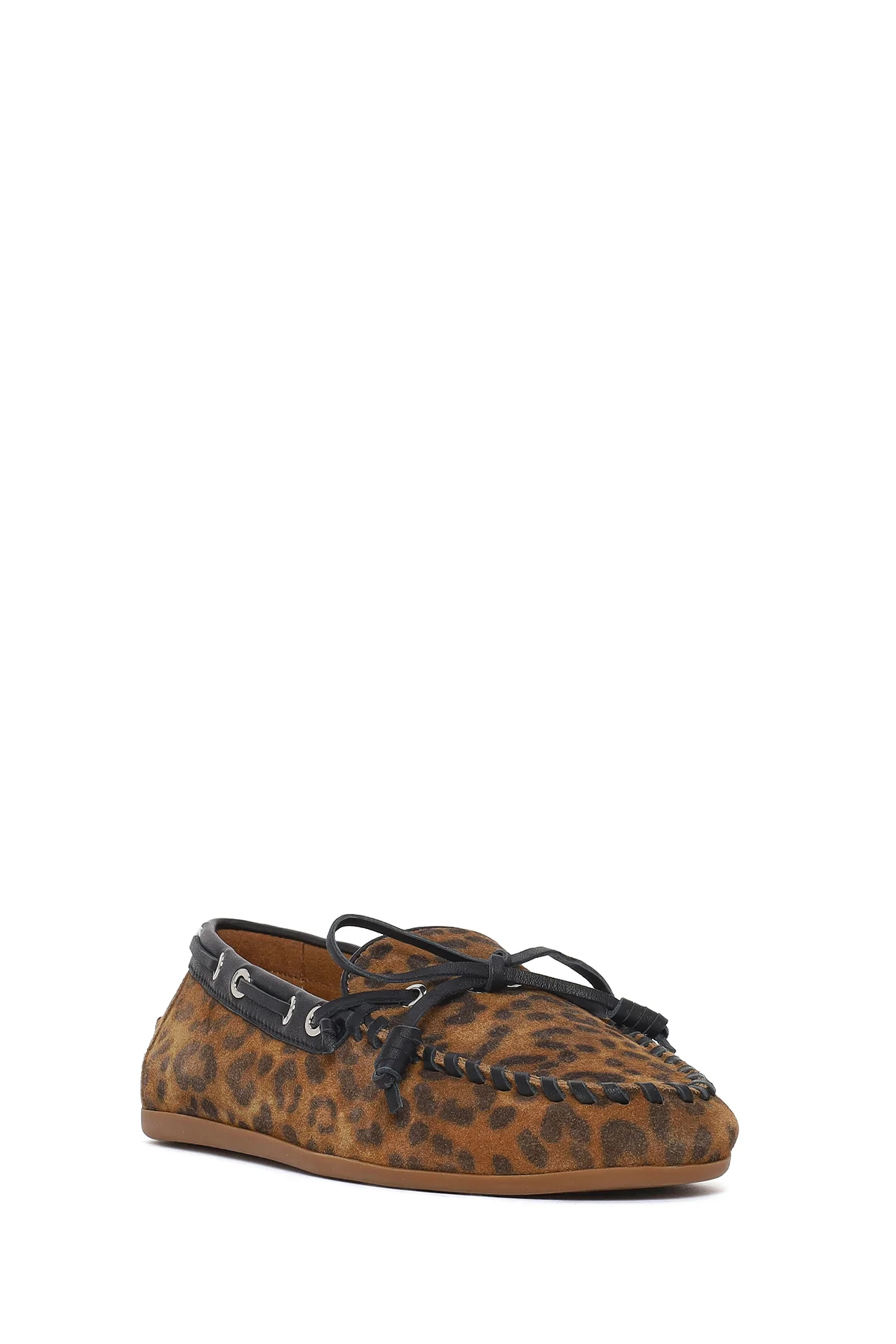 Kadın Leopar Desenli Süet Deri Loafer - Image 7