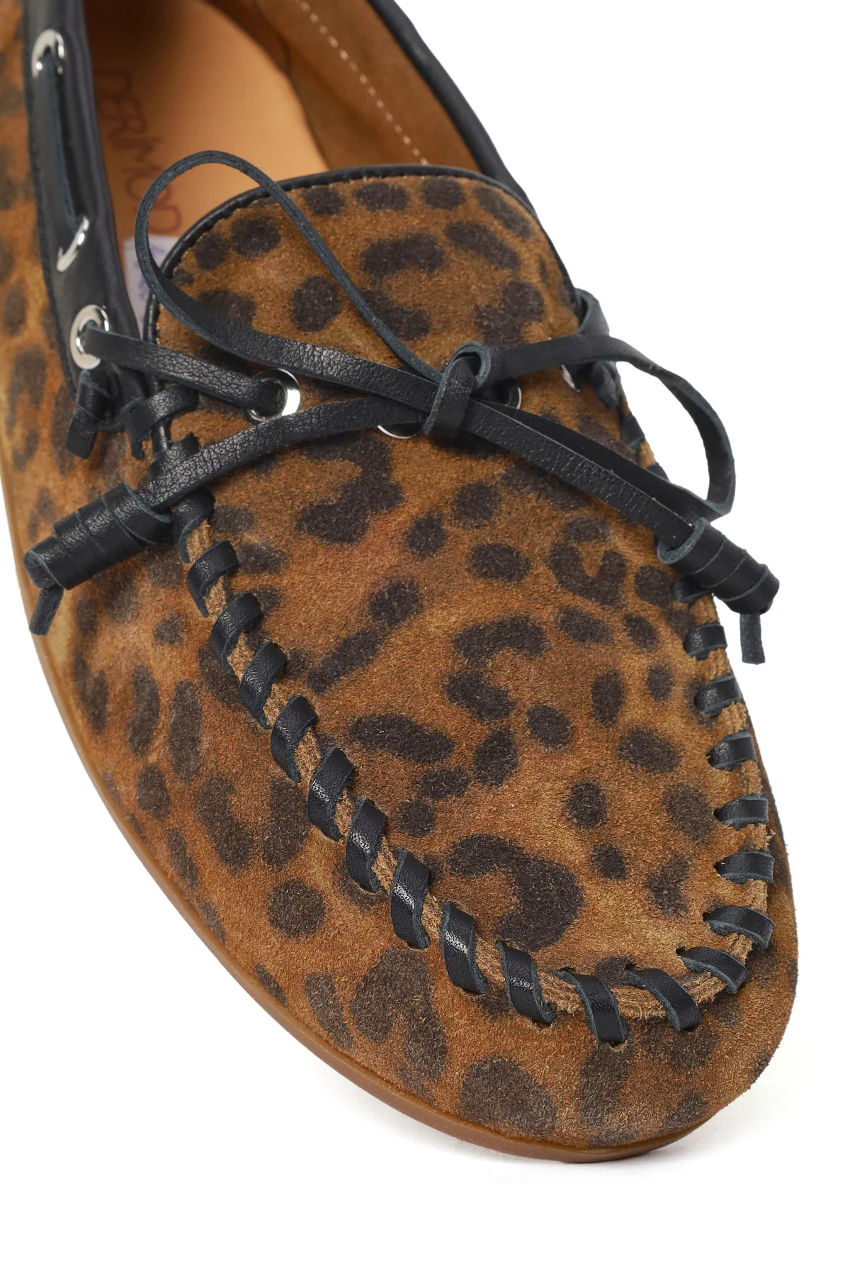 Kadın Leopar Desenli Süet Deri Loafer - Image 9