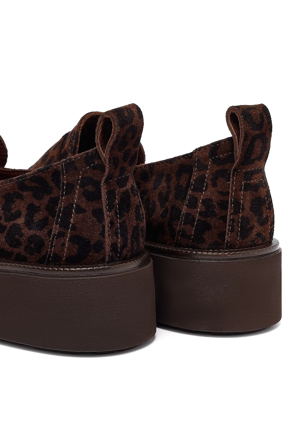 Kadın Leopar Desenli Süet Deri Maskülen Loafer - Image 10