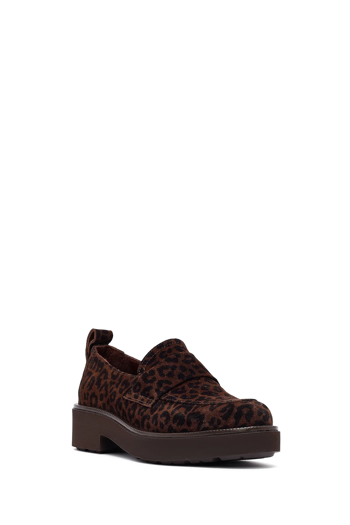 Kadın Leopar Desenli Süet Deri Maskülen Loafer - Image 6