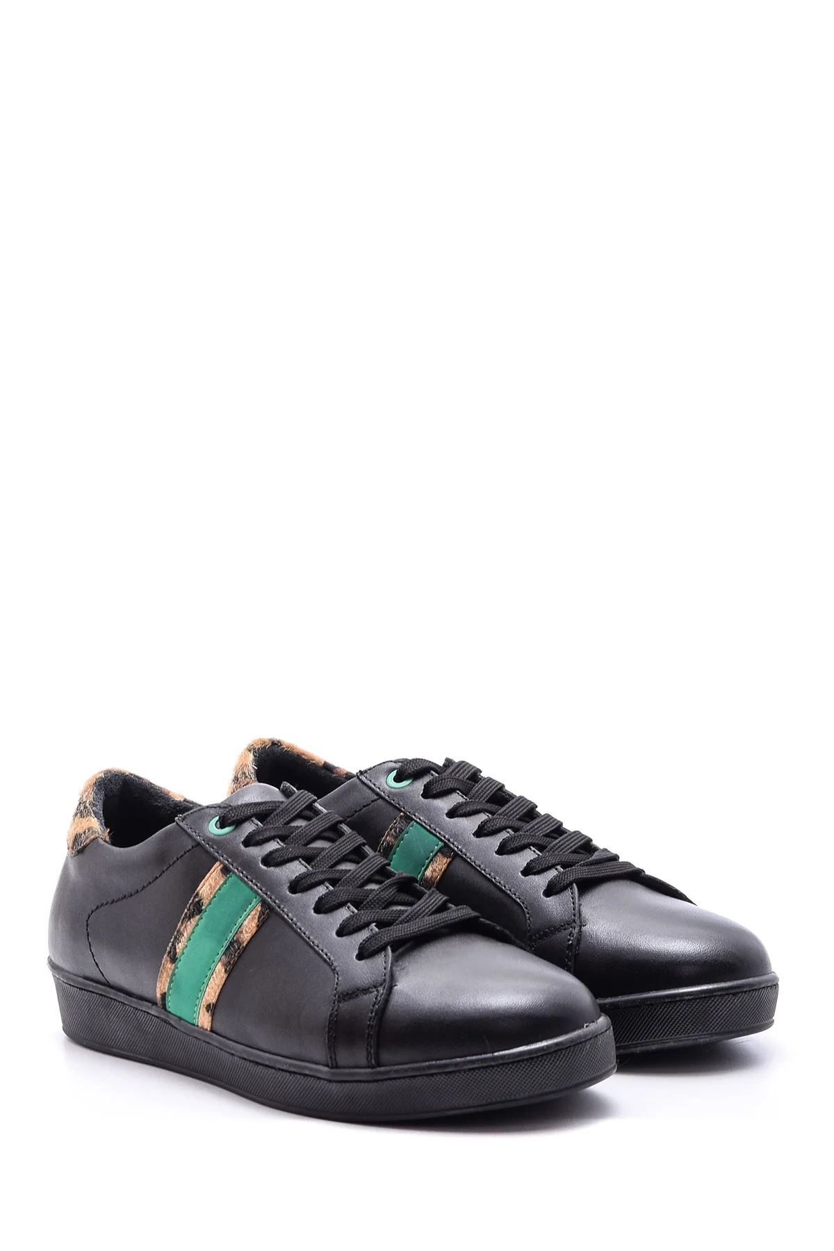 Kadın Leopar Detaylı Deri Sneaker - Image 2
