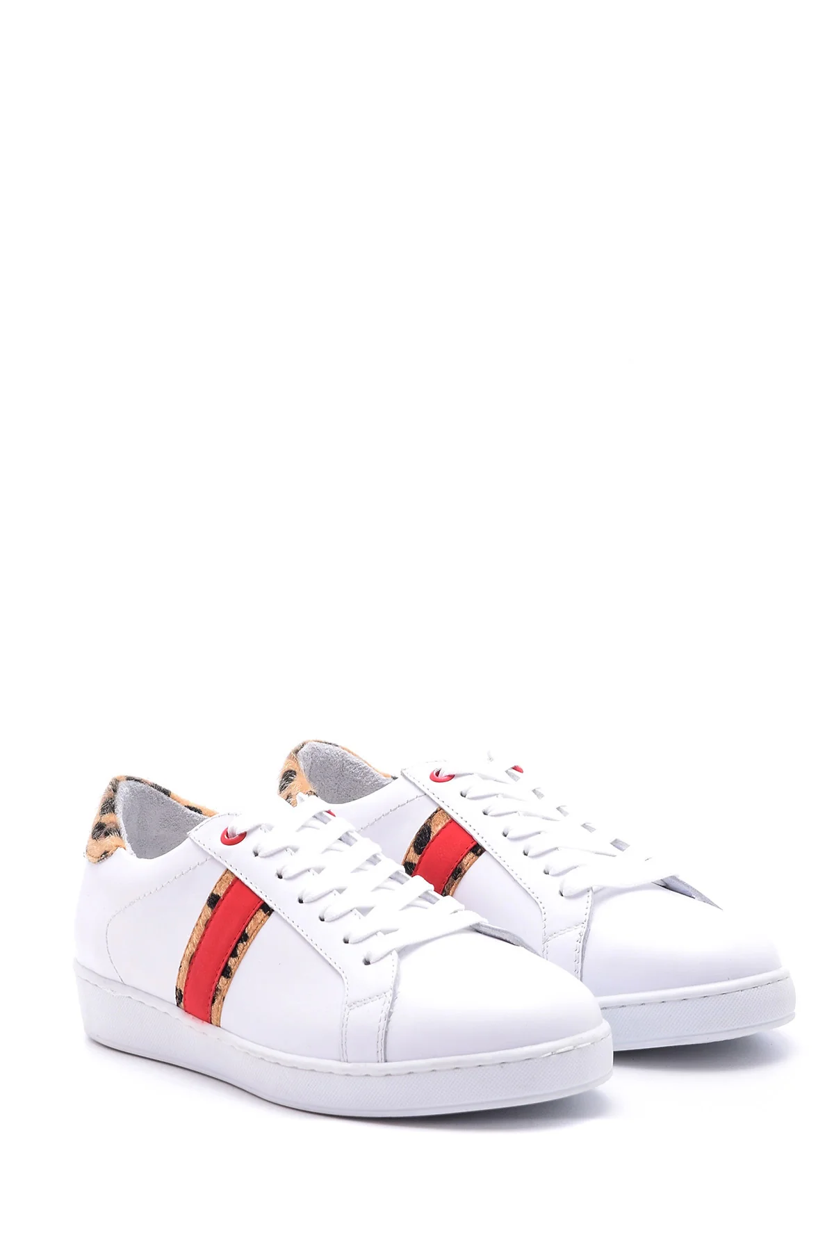 Kadın Leopar Detaylı Deri Sneaker - Image 2