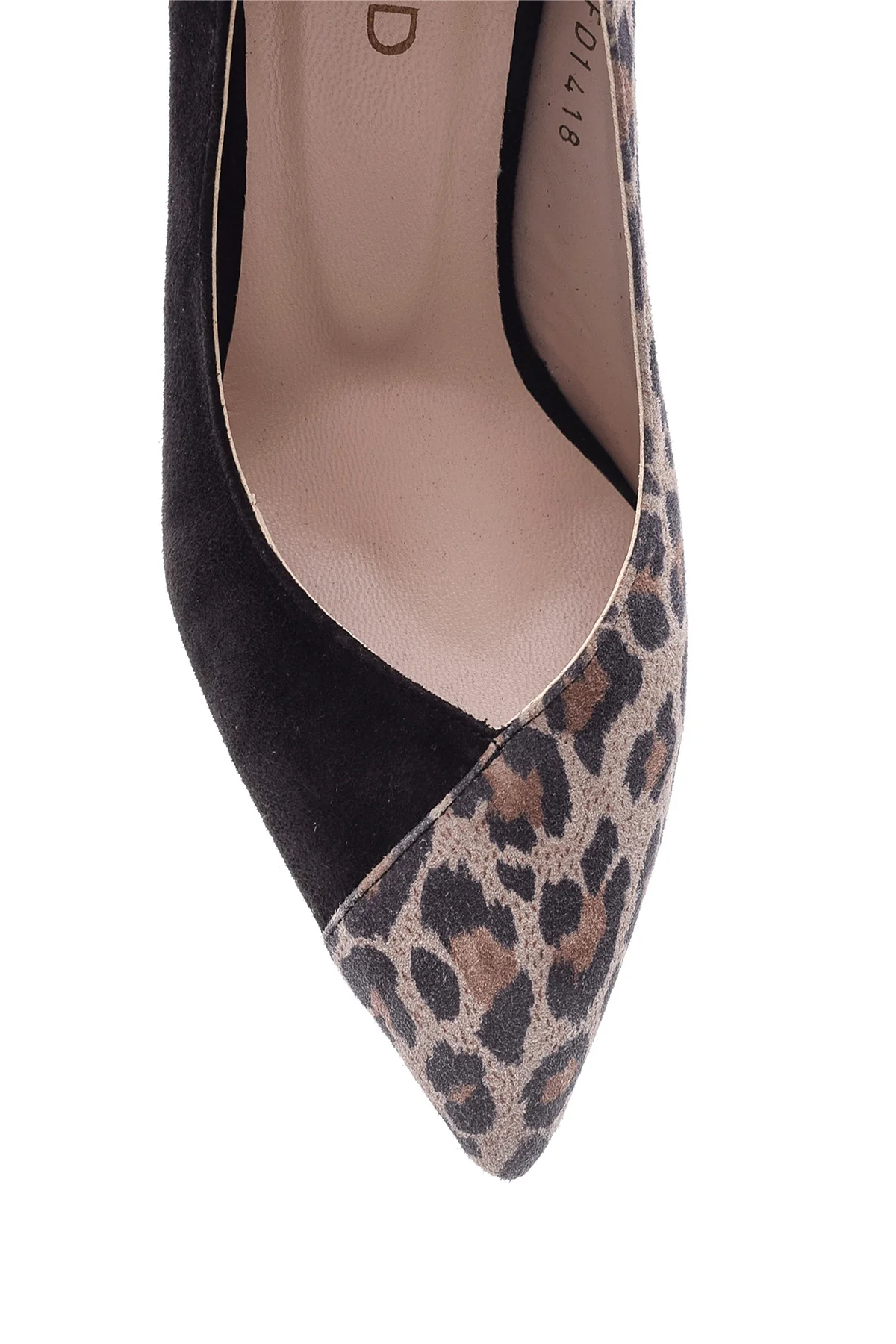 Kadın Leopar Detaylı Süet Deri Stiletto - Image 5