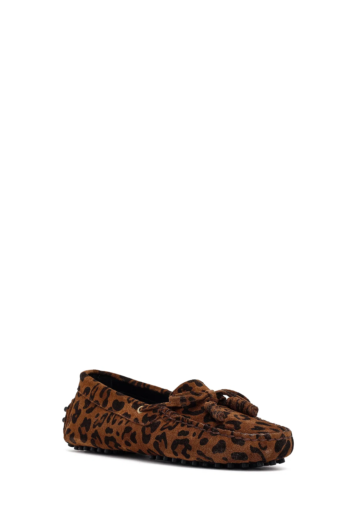 Kadın Leopar Fiyonklu Süet Deri Loafer - Image 6