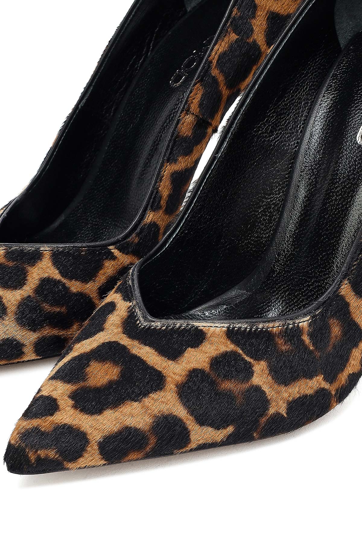 Kadın Leopar Yüksek İnce Topuklu Deri Stiletto - Image 11