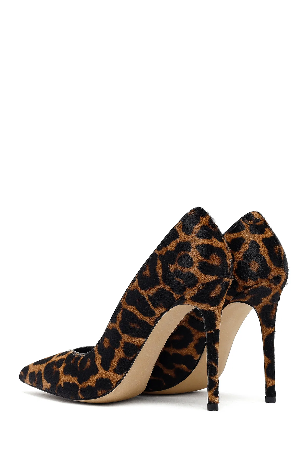 Kadın Leopar Yüksek İnce Topuklu Deri Stiletto - Image 6