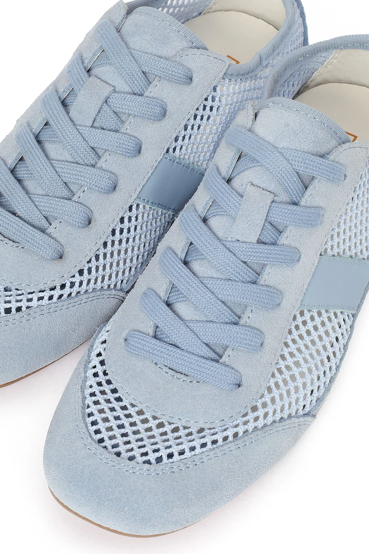 Kadın Mavi Bağcıklı Fileli Deri Sneaker - Image 10