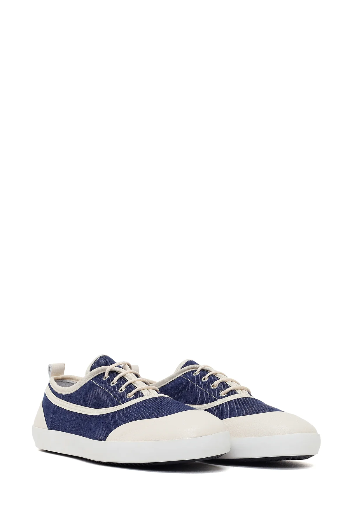 Kadın Mavi Bağcıklı Jean Deri Sneaker - Image 2