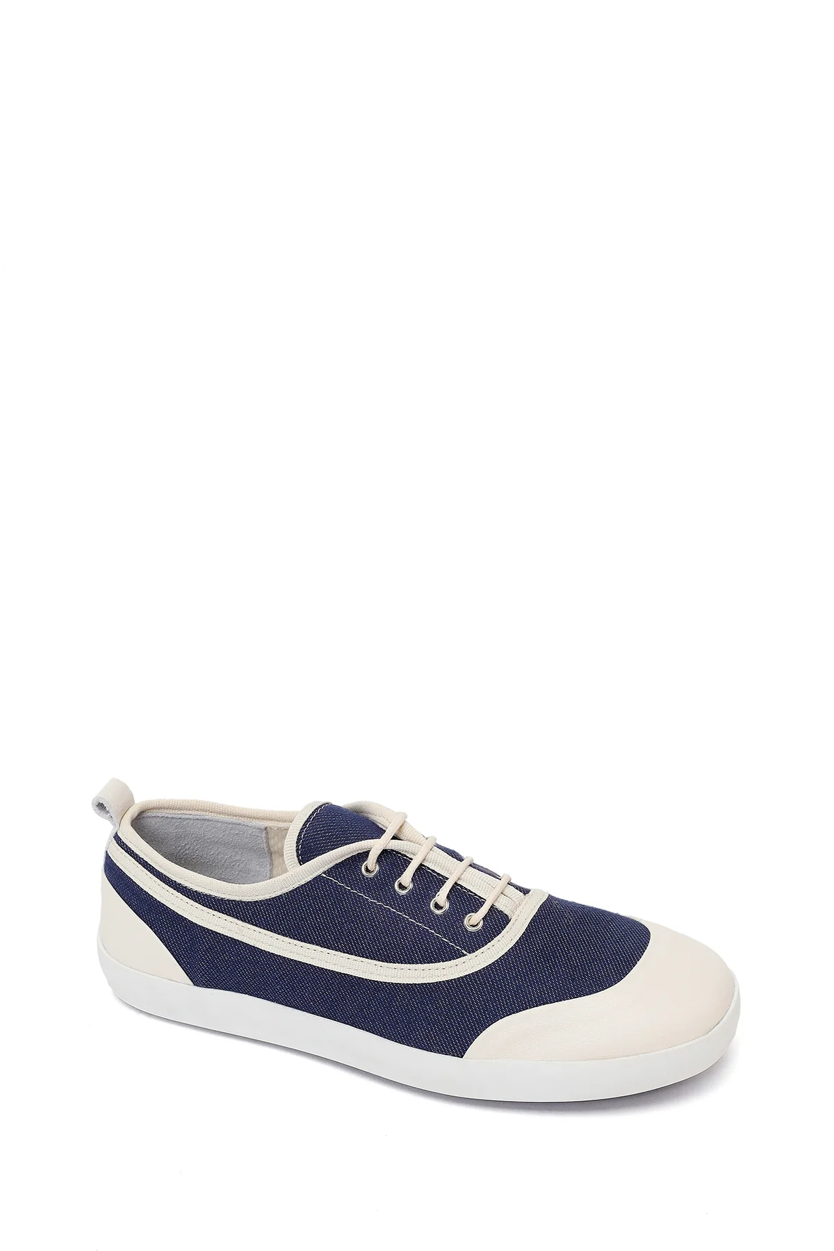 Kadın Mavi Bağcıklı Jean Deri Sneaker - Image 7
