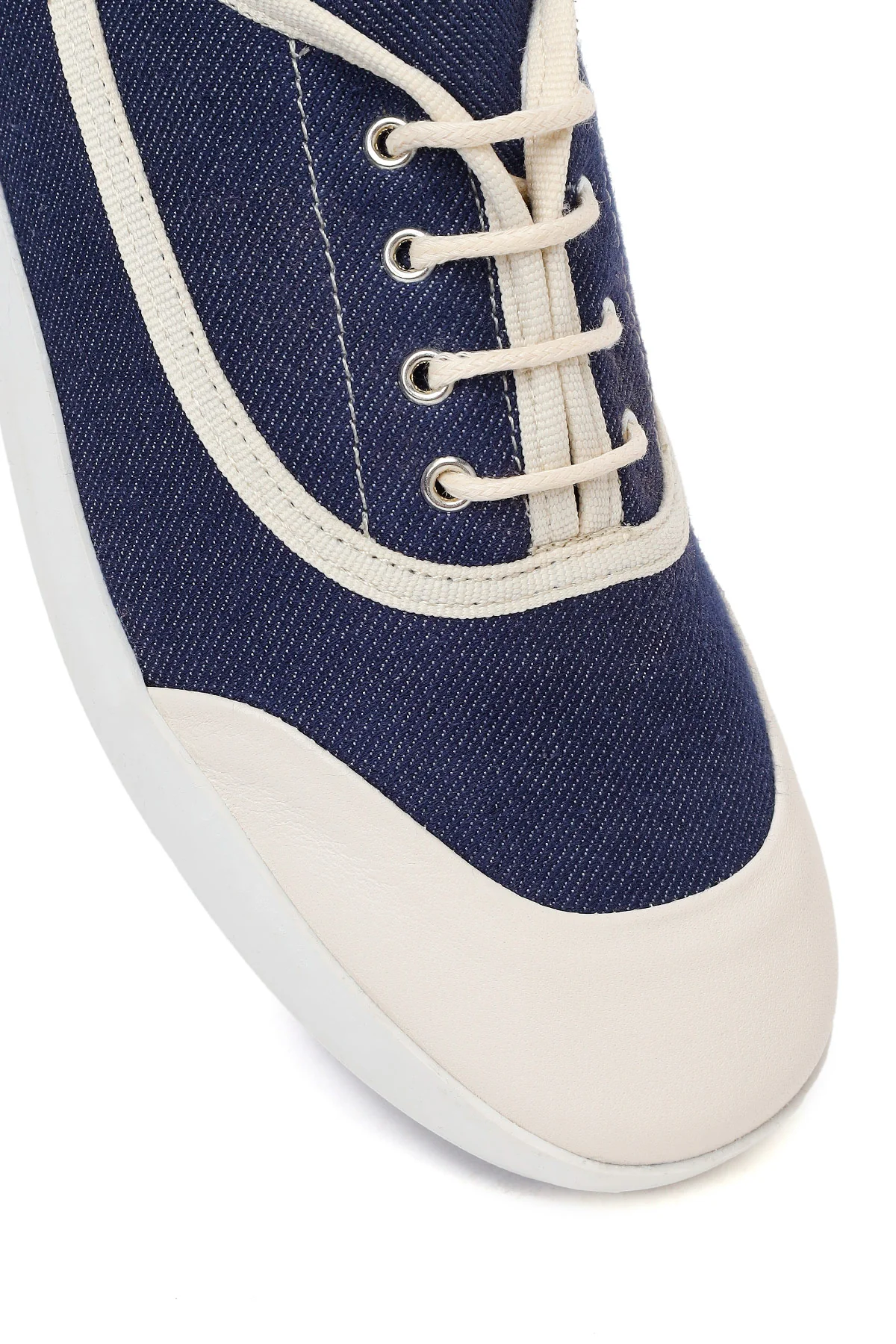Kadın Mavi Bağcıklı Jean Deri Sneaker - Image 9