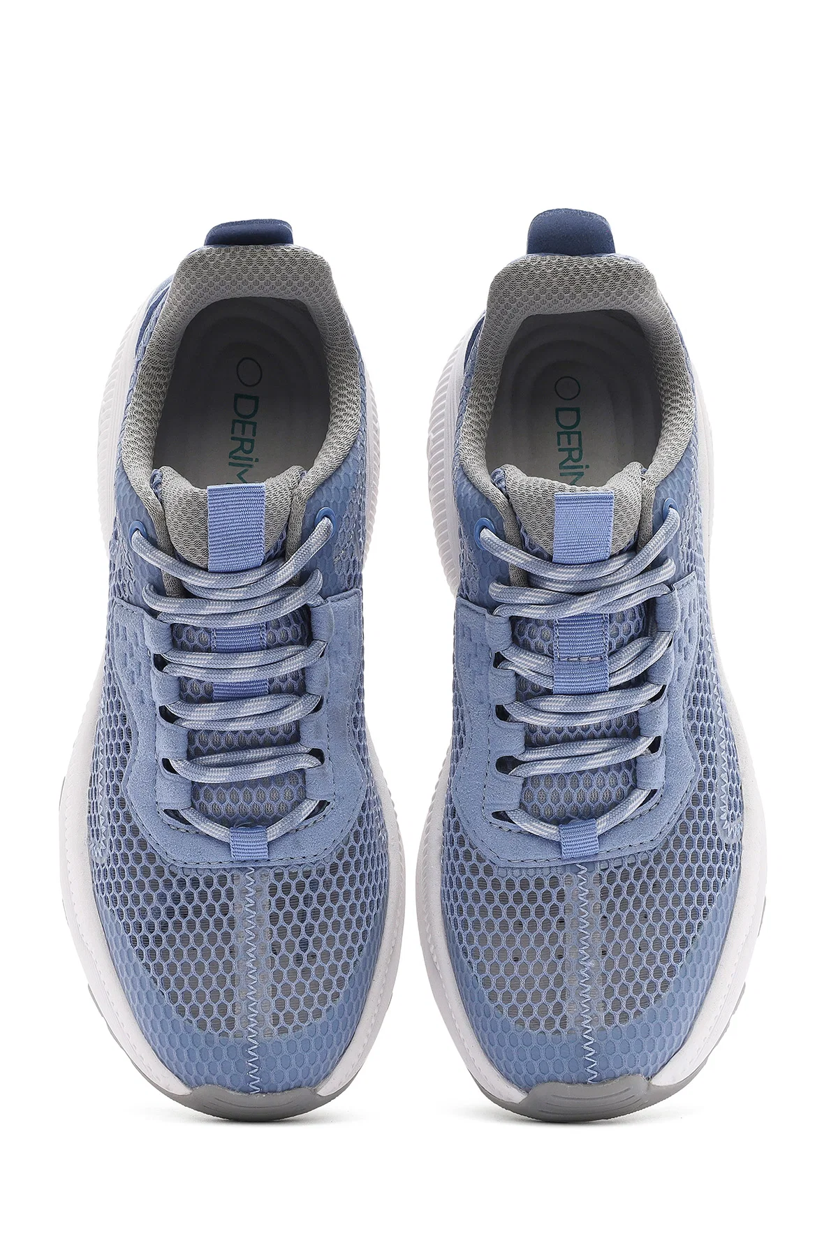 Kadın Mavi Bağcıklı Kalın Tabanlı Kumaş Sneaker - Image 7