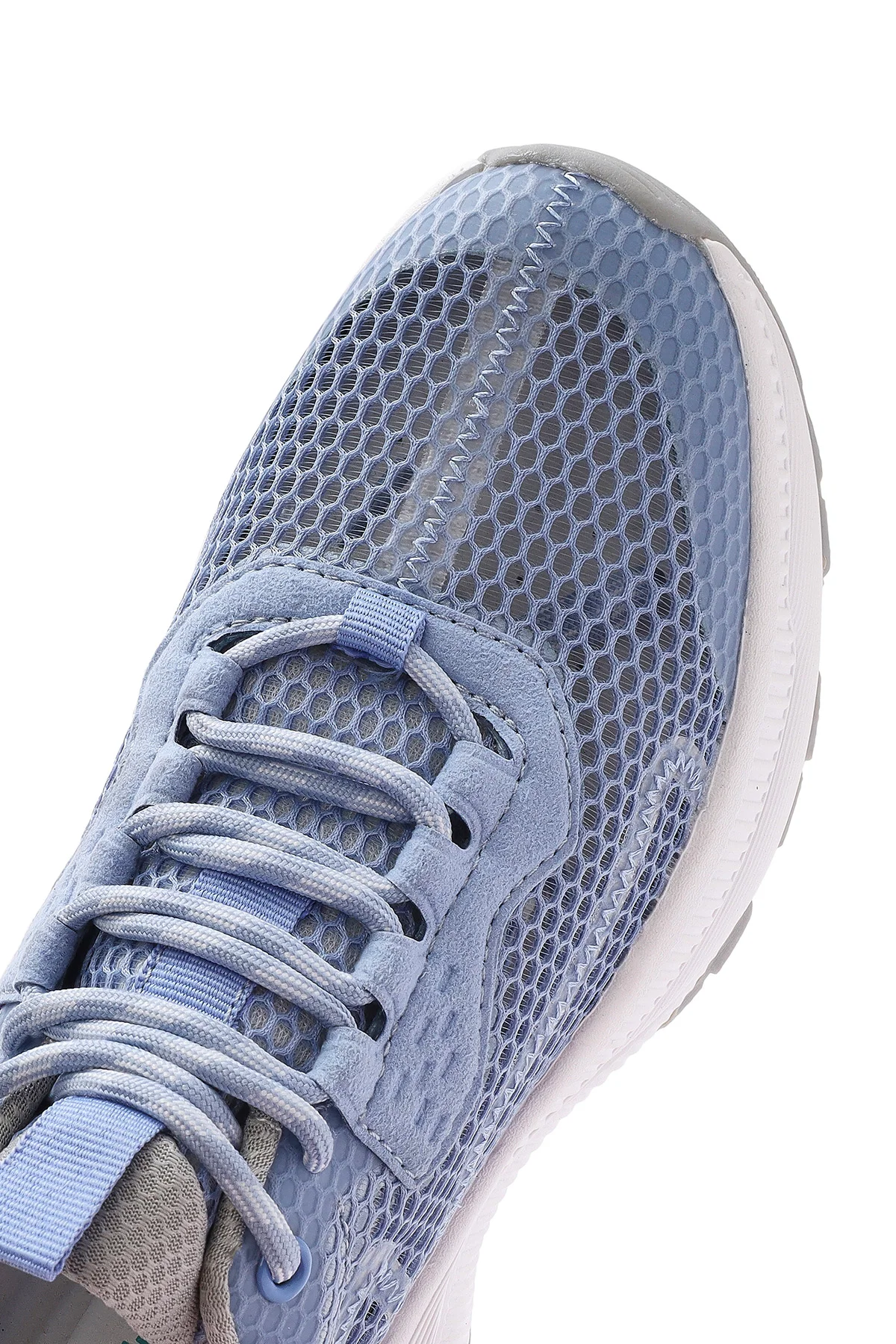Kadın Mavi Bağcıklı Kalın Tabanlı Kumaş Sneaker - Image 9