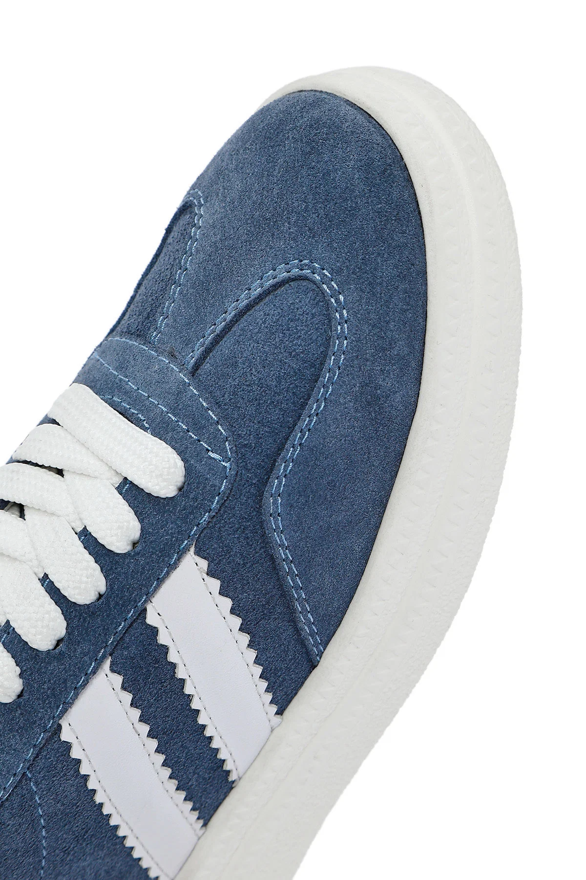 Kadın Mavi Bağcıklı Kalın Tabanlı Süet Deri Sneaker - Image 8