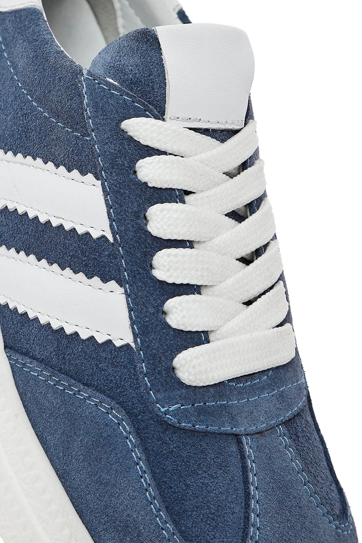 Kadın Mavi Bağcıklı Kalın Tabanlı Süet Deri Sneaker - Image 9