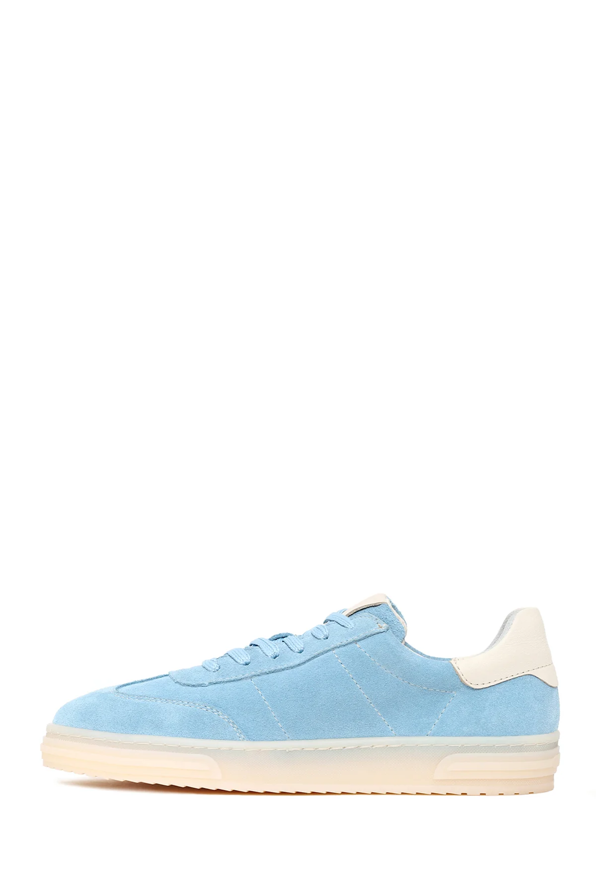 Kadın Mavi Bağcıklı Süet Deri Sneaker - Image 3