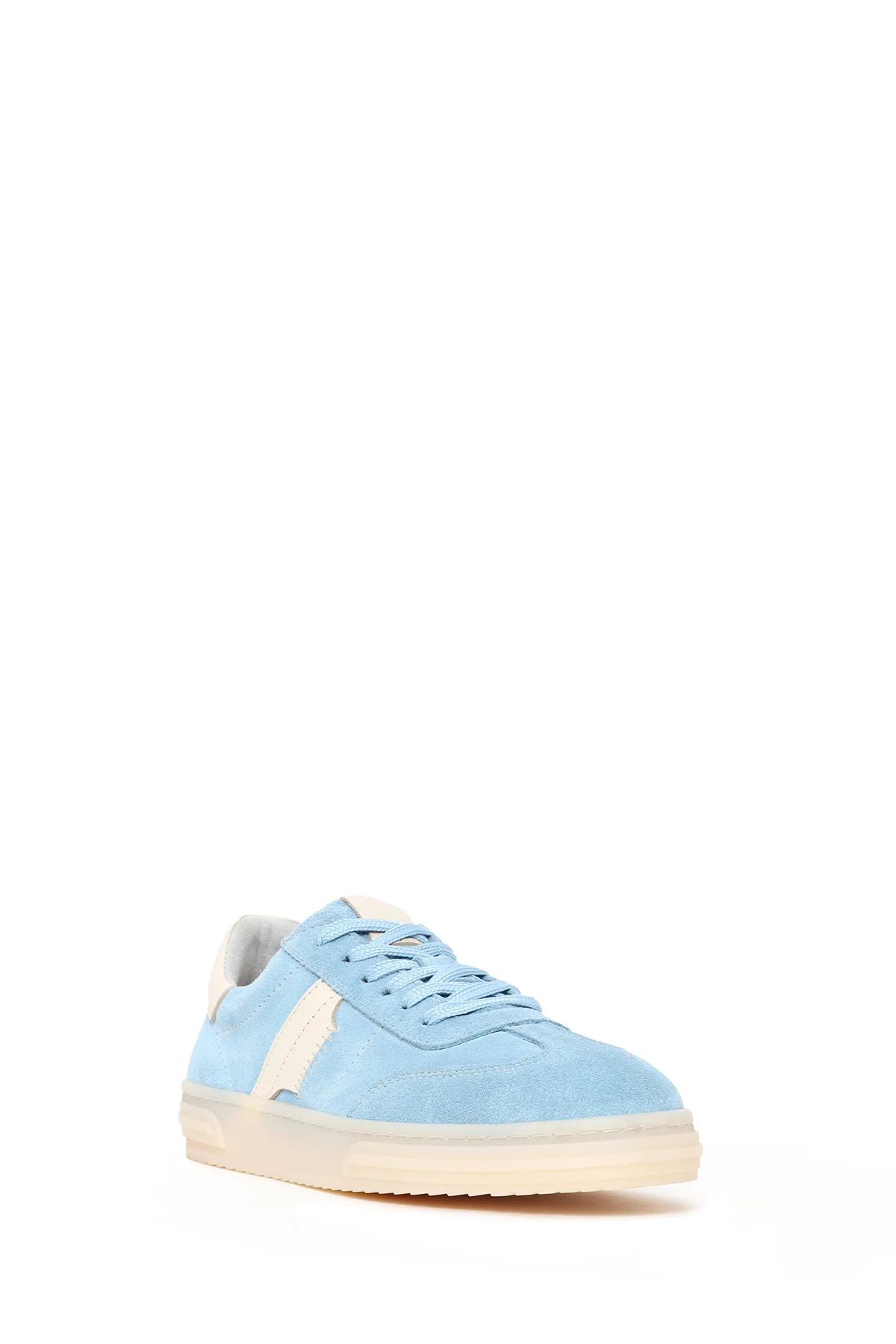 Kadın Mavi Bağcıklı Süet Deri Sneaker - Image 7