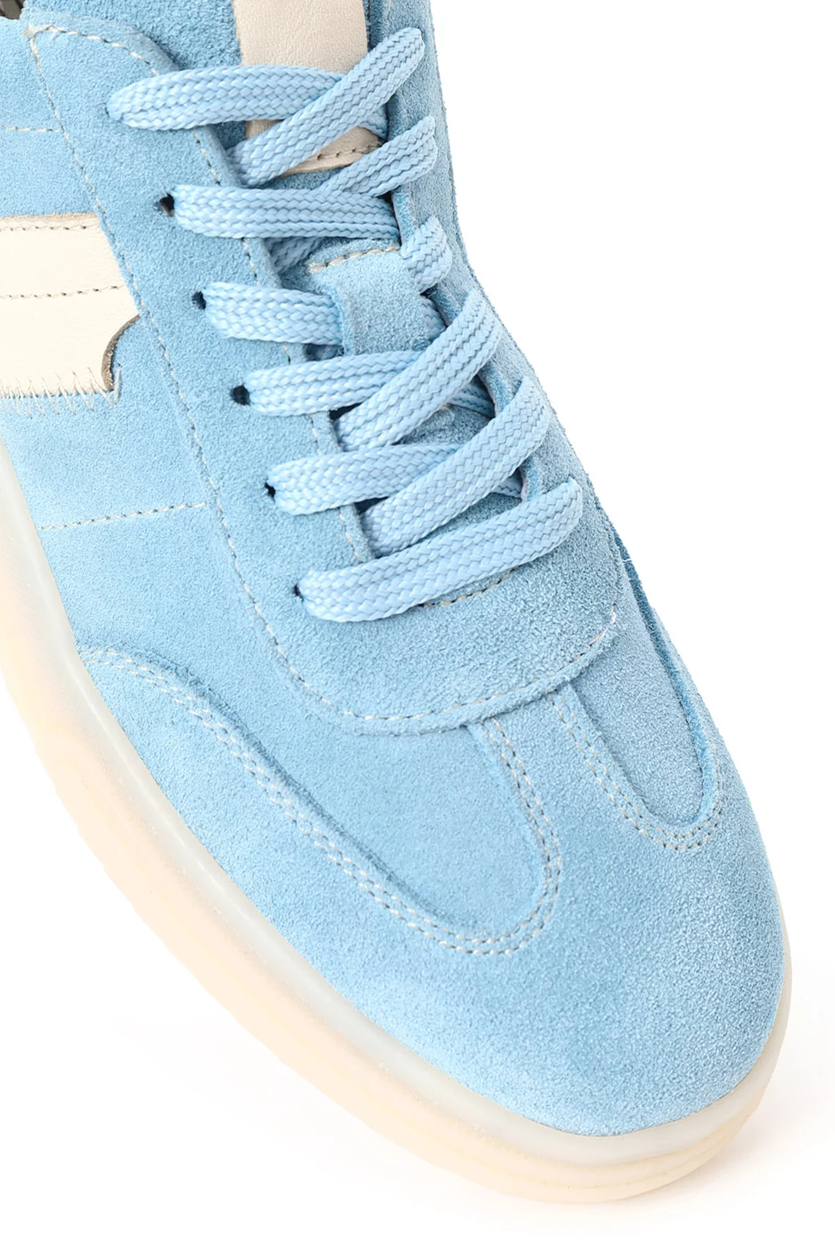 Kadın Mavi Bağcıklı Süet Deri Sneaker - Image 8