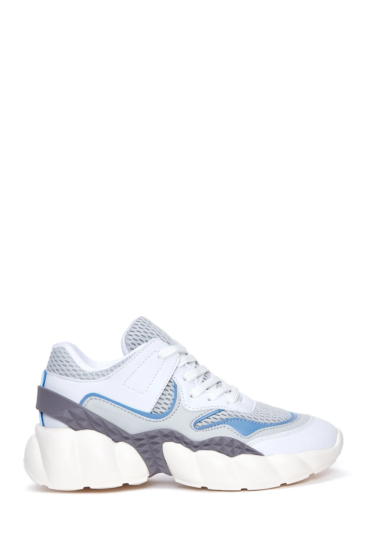 Kadın Mavi Beyaz Kalın Tabanlı Sneaker