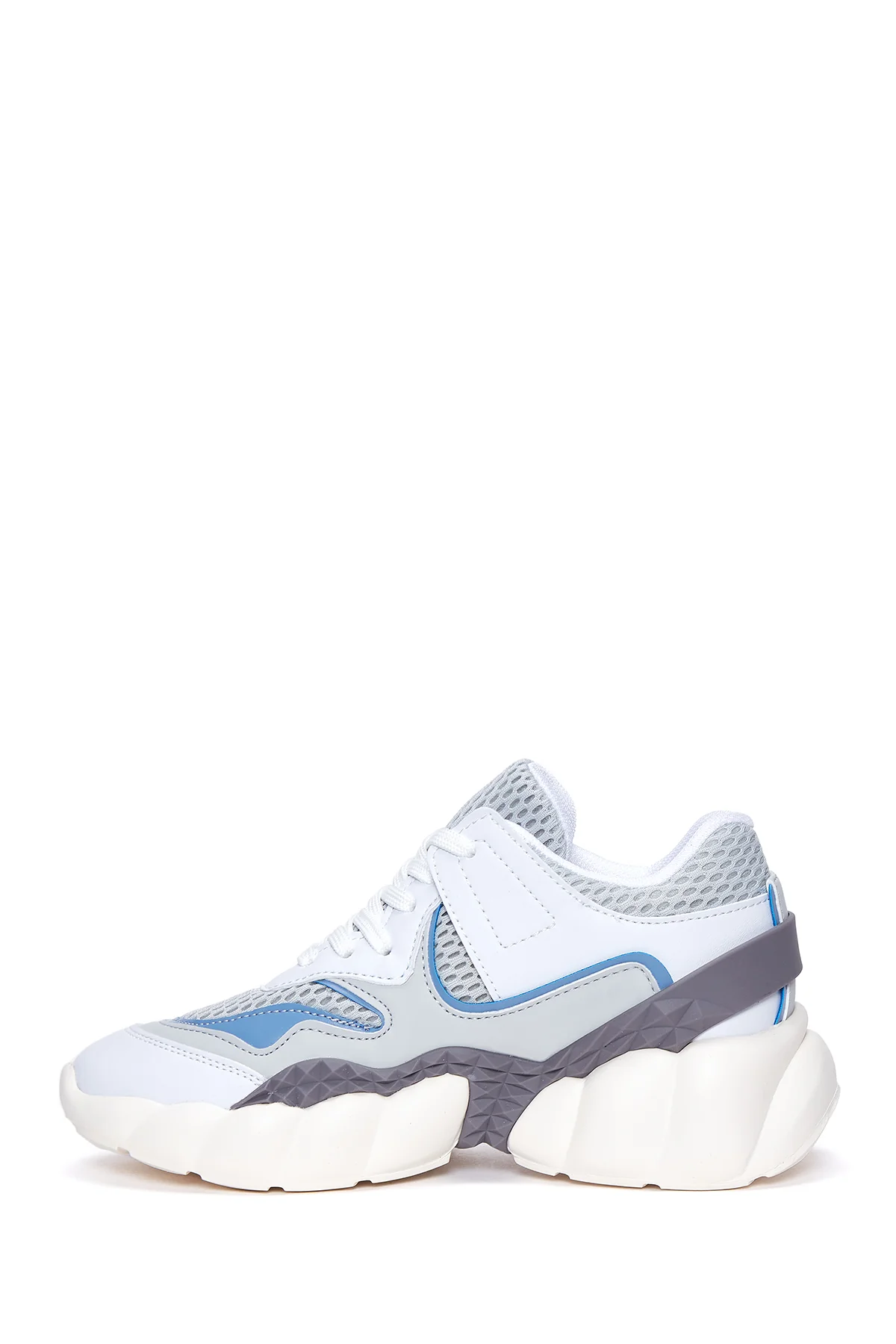 Kadın Mavi Beyaz Kalın Tabanlı Sneaker - Image 2