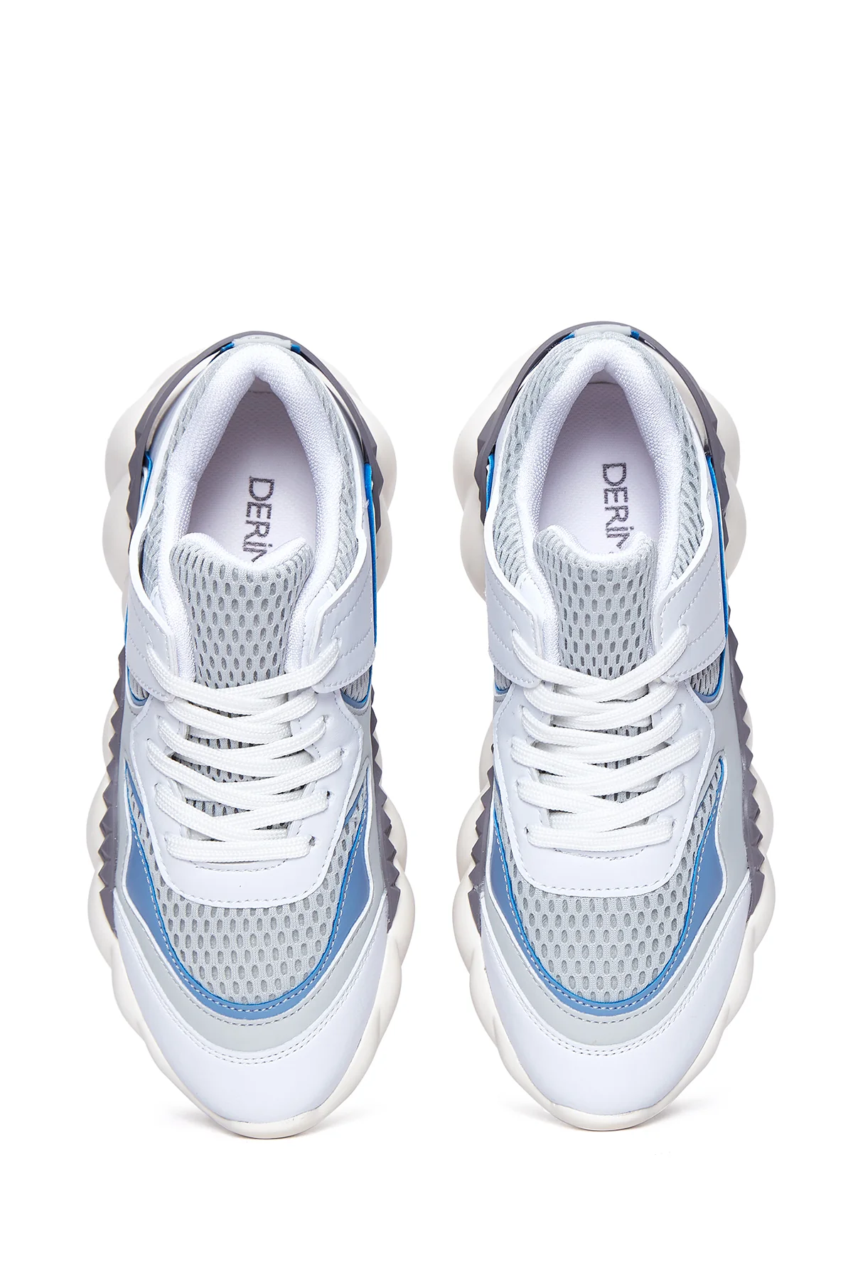 Kadın Mavi Beyaz Kalın Tabanlı Sneaker - Image 6