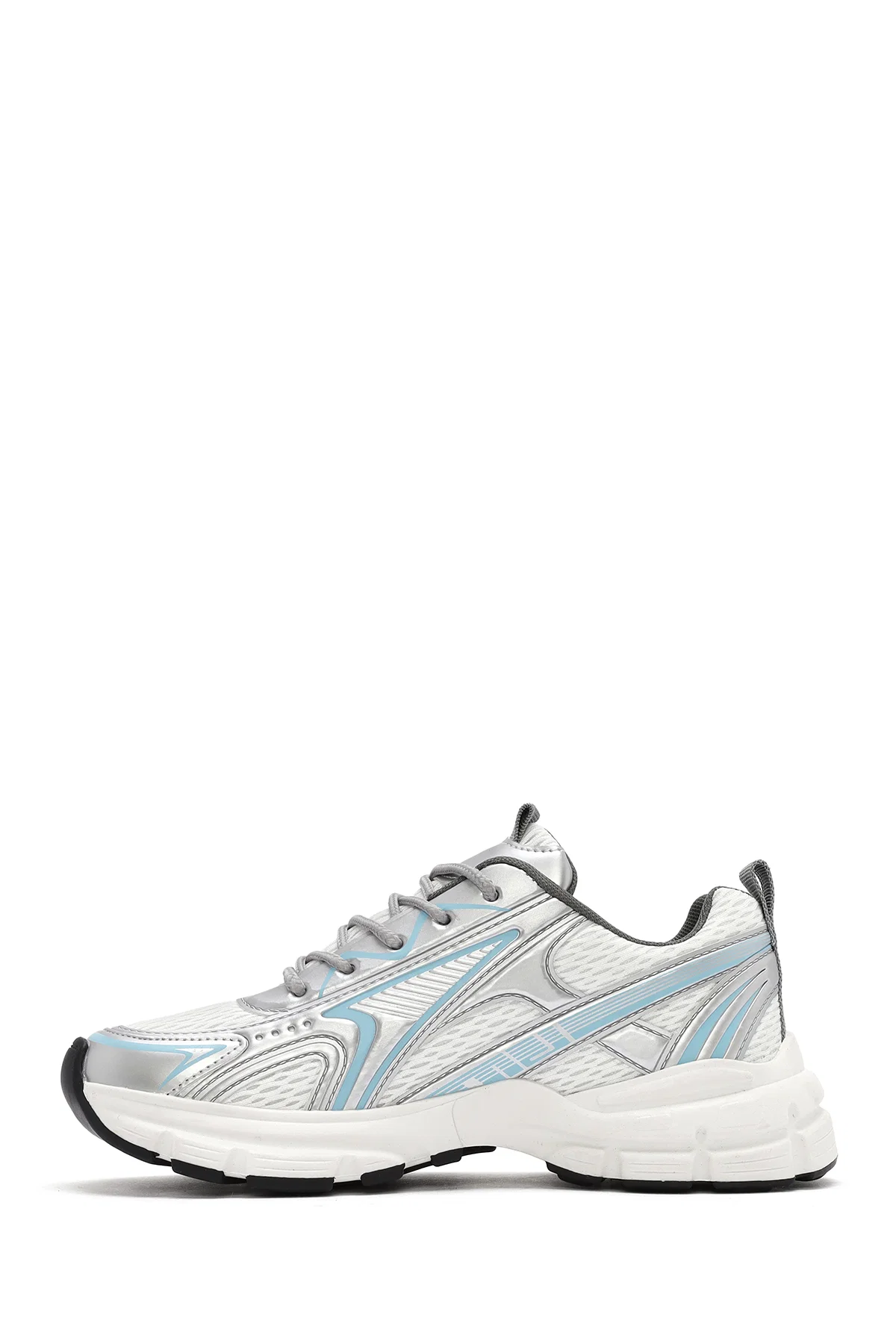 Kadın Mavi Kalın Tabanlı Bağcıklı Sneaker - Image 4
