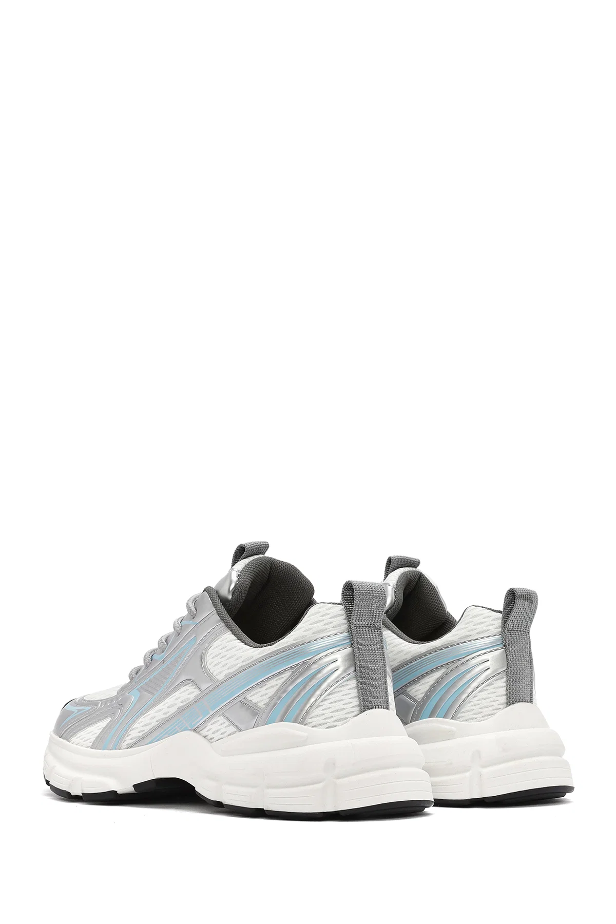 Kadın Mavi Kalın Tabanlı Bağcıklı Sneaker - Image 6