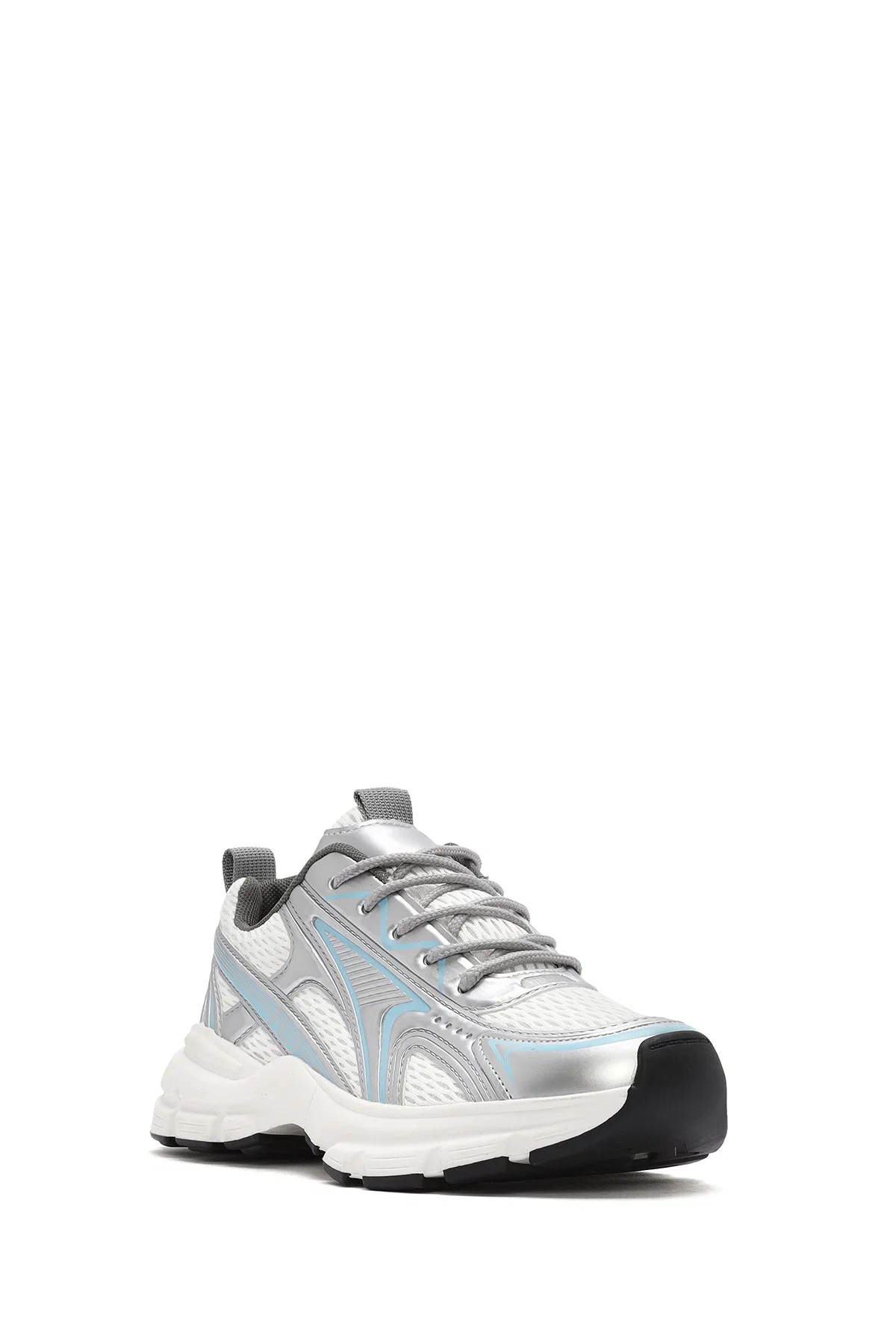 Kadın Mavi Kalın Tabanlı Bağcıklı Sneaker - Image 7