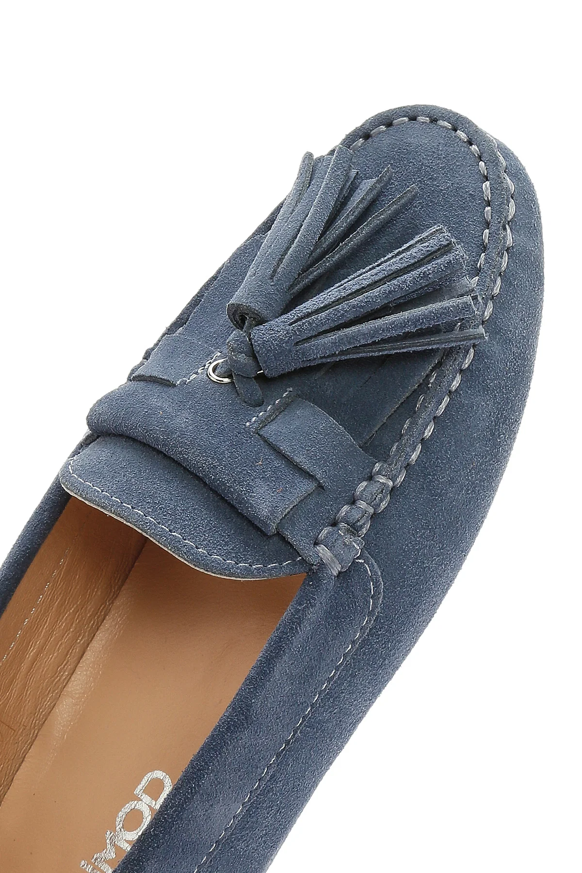 Kadın Mavi Püsküllü Süet Deri Loafer - Image 8