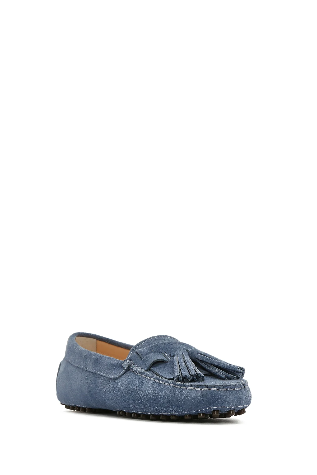 Kadın Mavi Püsküllü Süet Deri Loafer - Image 7