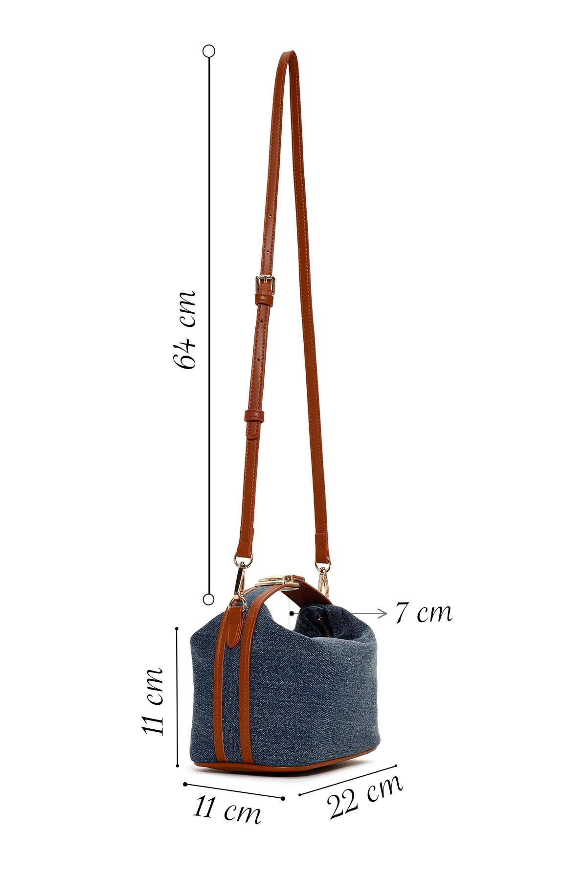Kadın Mavi Uzun Askılı Jean Mini Çapraz Çanta - Image 2