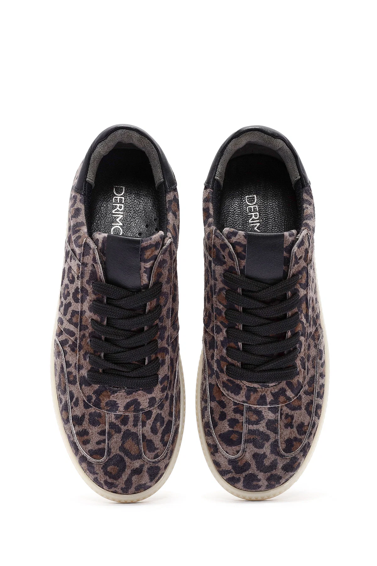 Kadın Mor Bağcıklı Desenli Süet Deri Sneaker - Image 7
