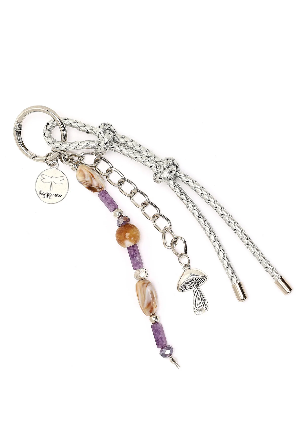 Kadın Mor Zincir Detaylı Boncuklu Metal Charm - Image 3