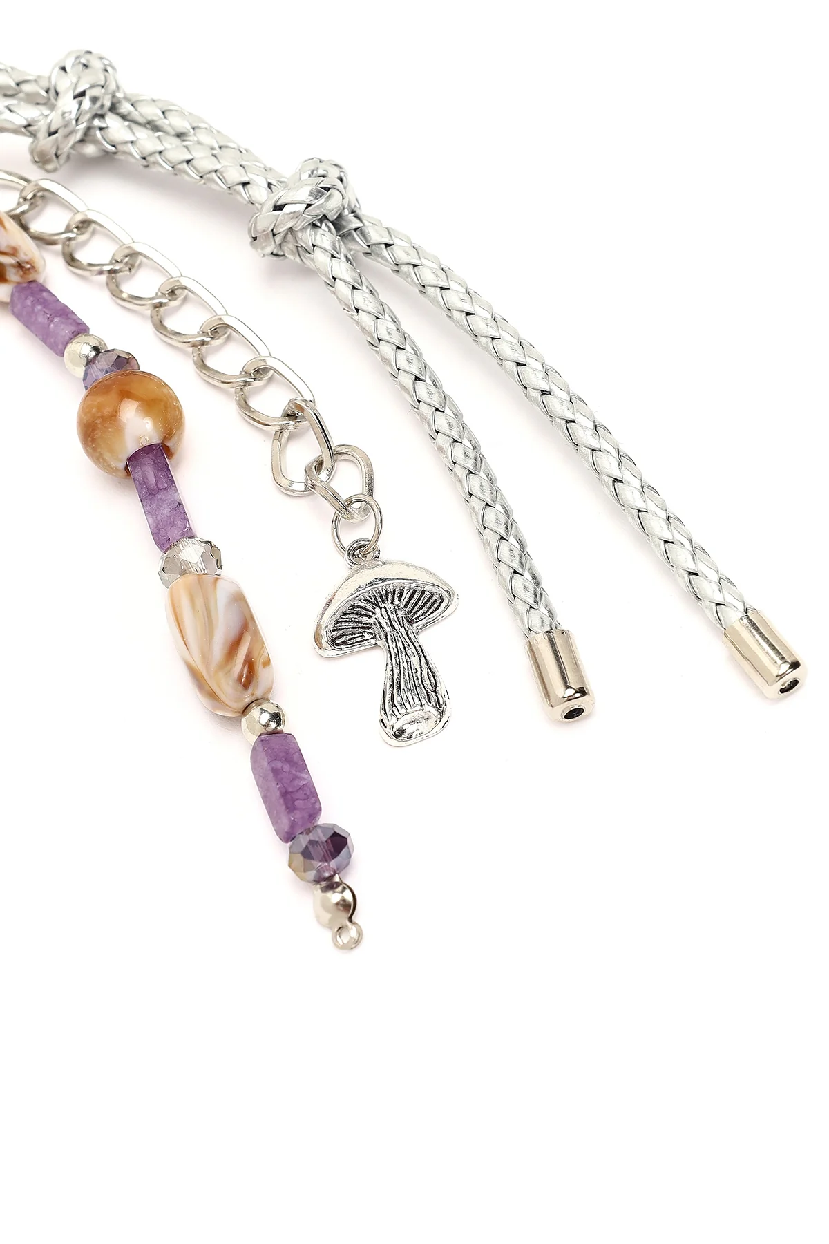 Kadın Mor Zincir Detaylı Boncuklu Metal Charm - Image 5
