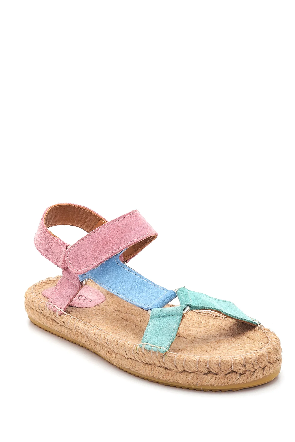Kadın Multi Renk Süet Hasır Taban Espadril Sandalet - Image 3