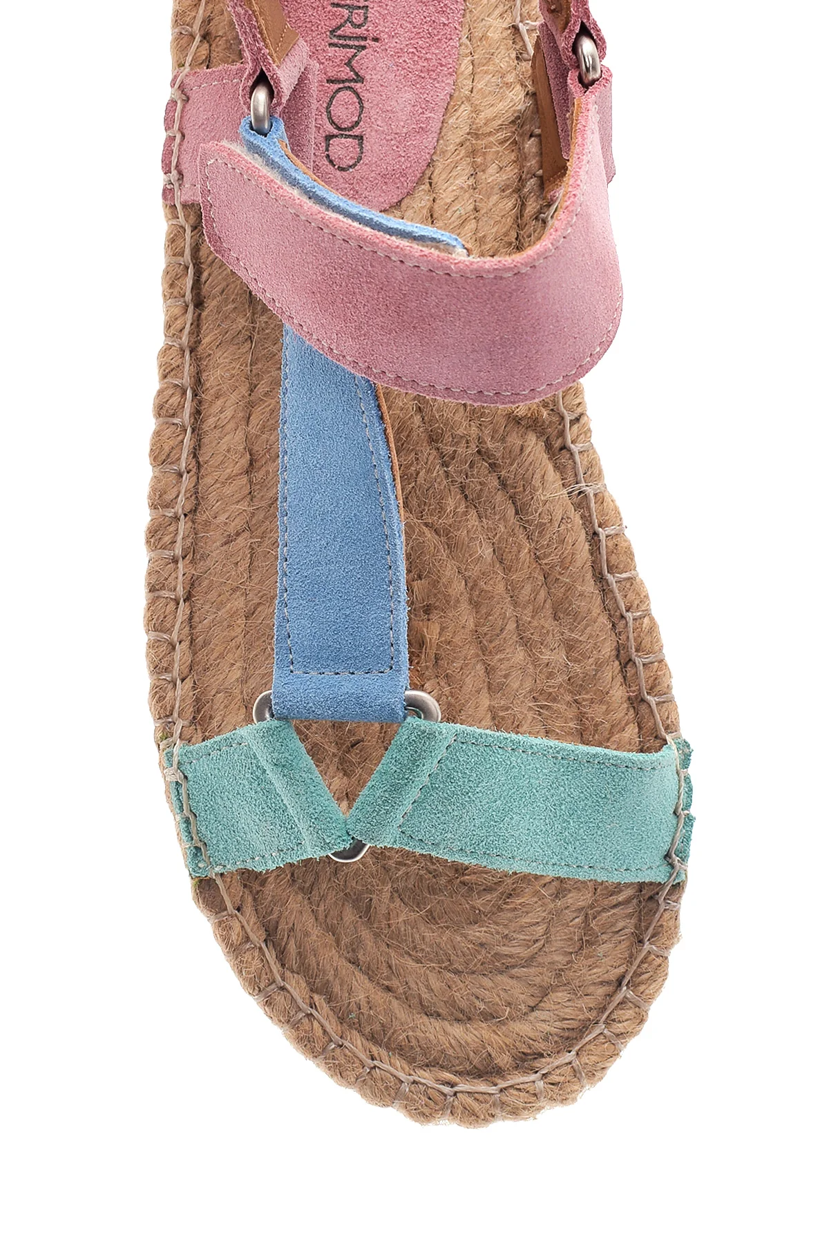 Kadın Multi Renk Süet Hasır Taban Espadril Sandalet - Image 5