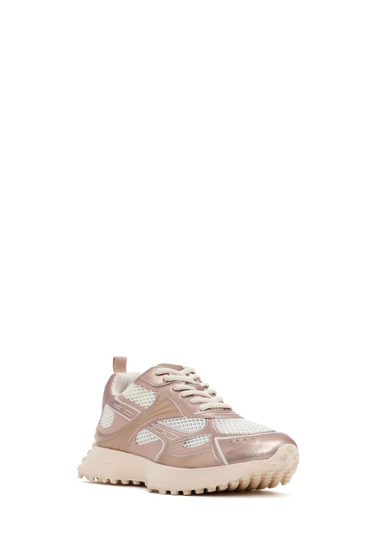 Kadın Pembe Bağcıklı Kalın Tabanlı Sneaker - Image 6