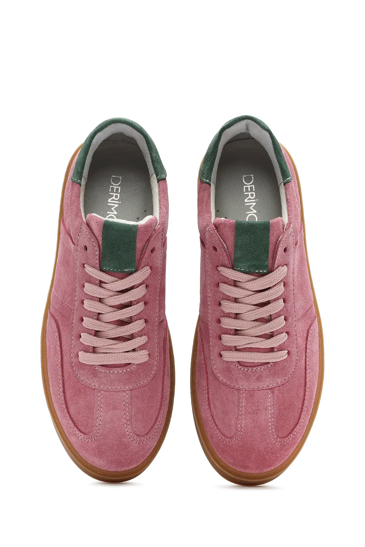 Kadın Pembe Bağcıklı Süet Deri Sneaker - Image 8