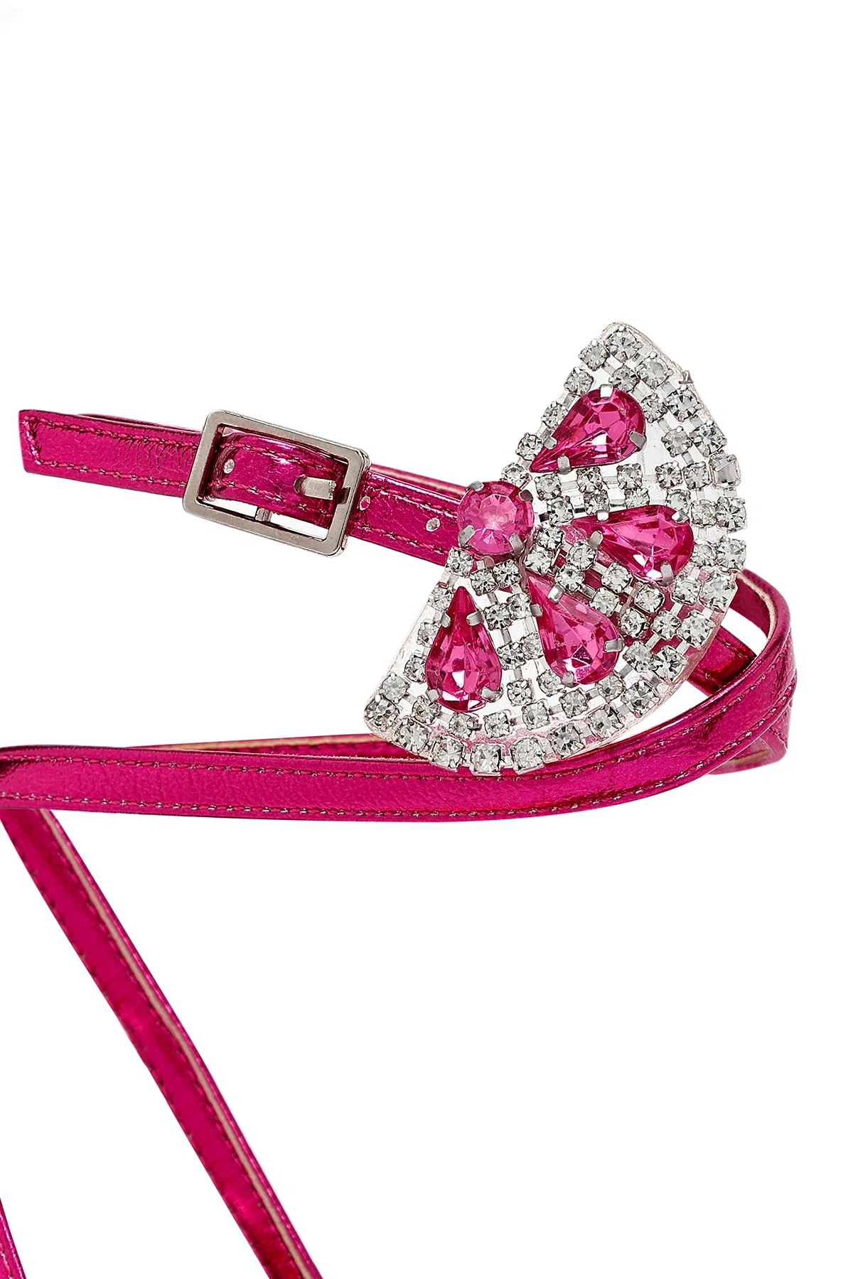 Kadın Pembe Bilekten Tokalı Taşlı İnce Topuklu Sandalet - Image 9