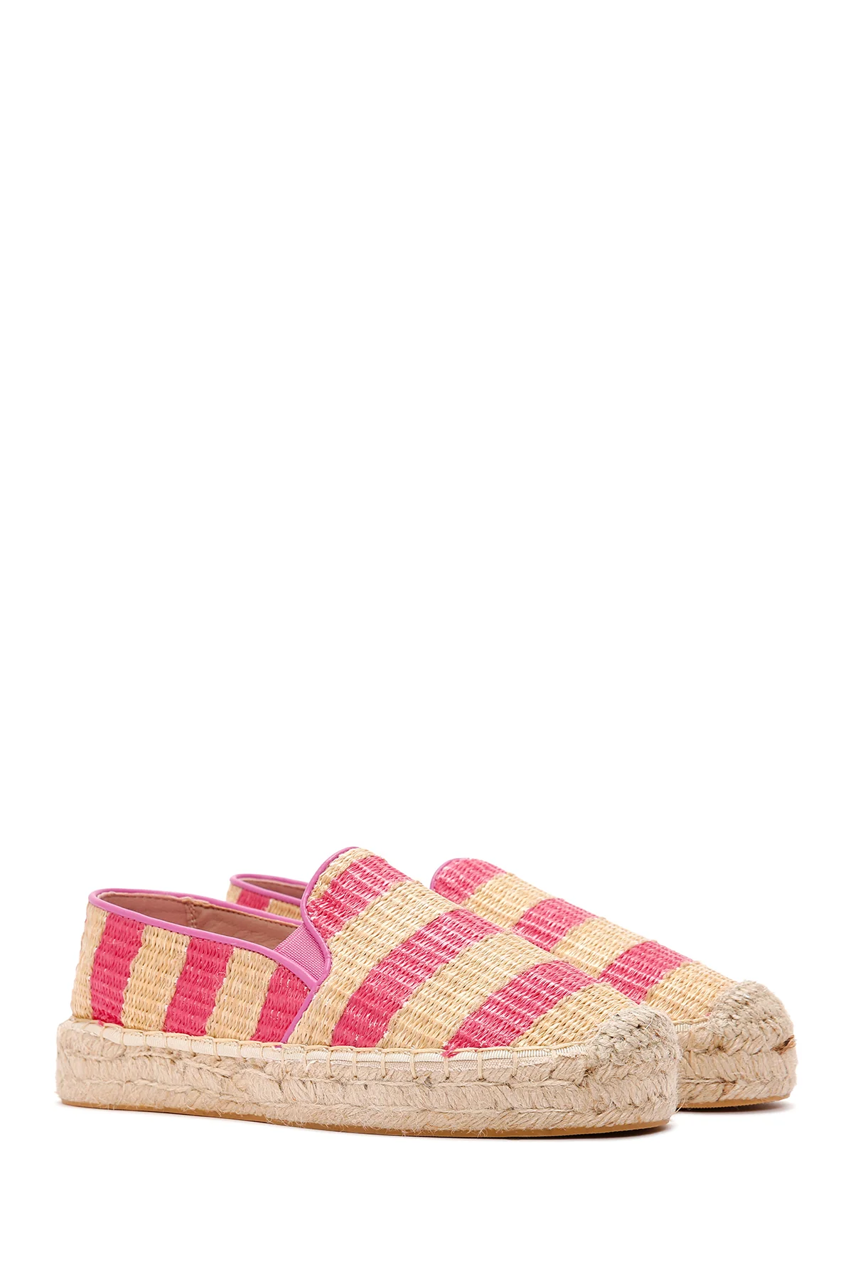 Kadın Pembe Hasır Espadril - Image 3