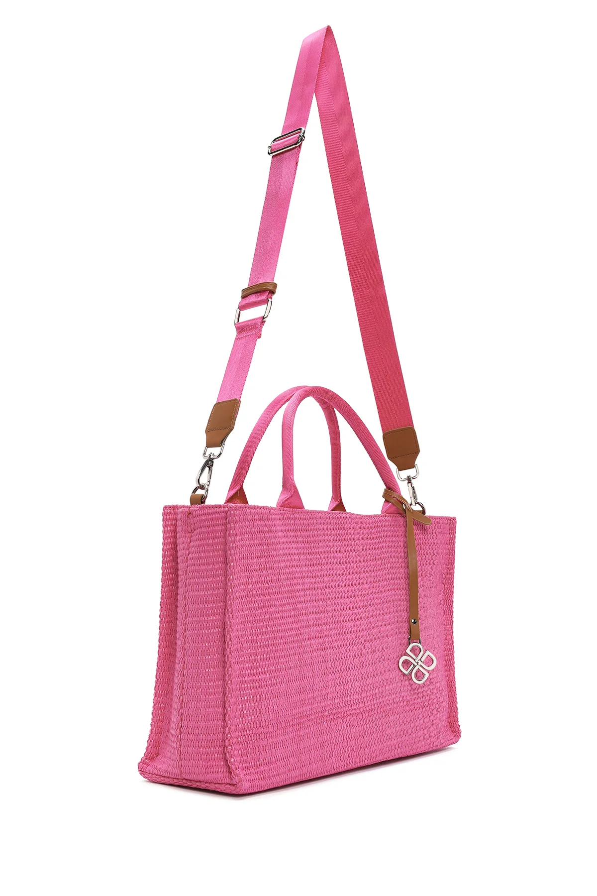 Kadın Pembe Hasır Kol Çantası - Image 6