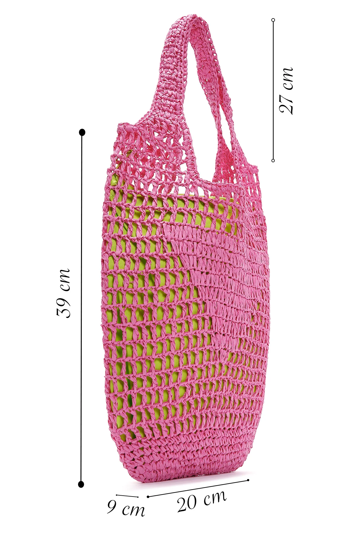 Kadın Pembe Hasır Omuz Çantası - Image 2