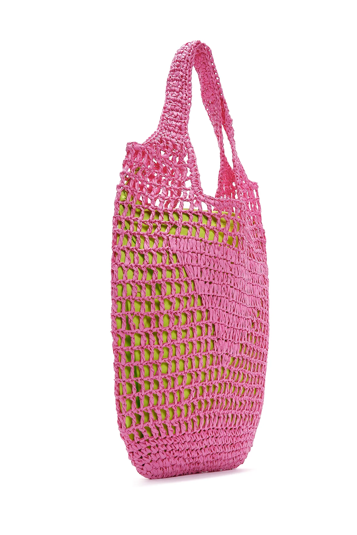 Kadın Pembe Hasır Omuz Çantası - Image 4