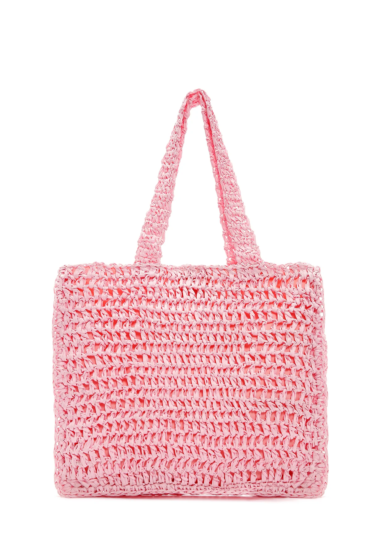 Kadın Pembe Hasır Örgü Kol Çantası - Image 3