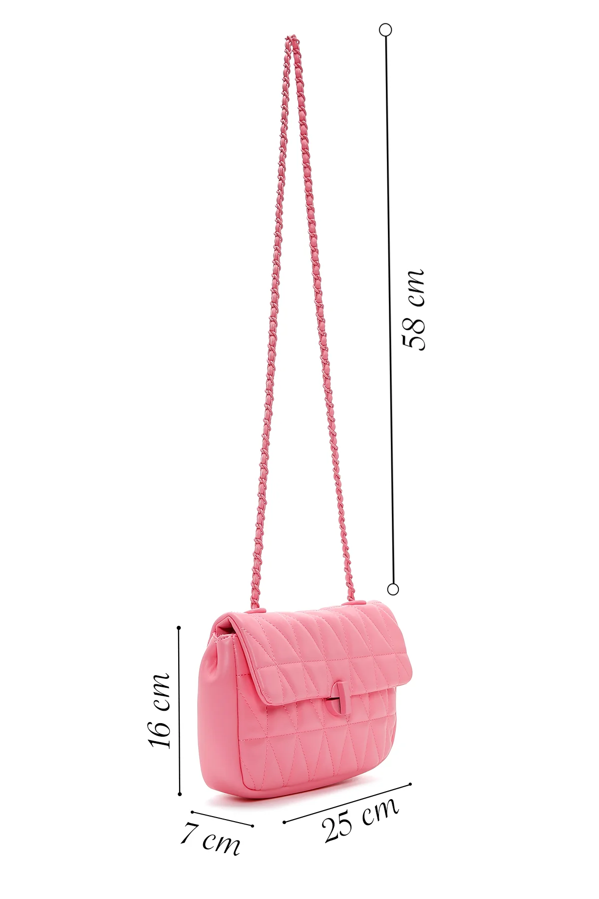 Kadın Pembe Kapitone Çapraz Çanta - Image 2