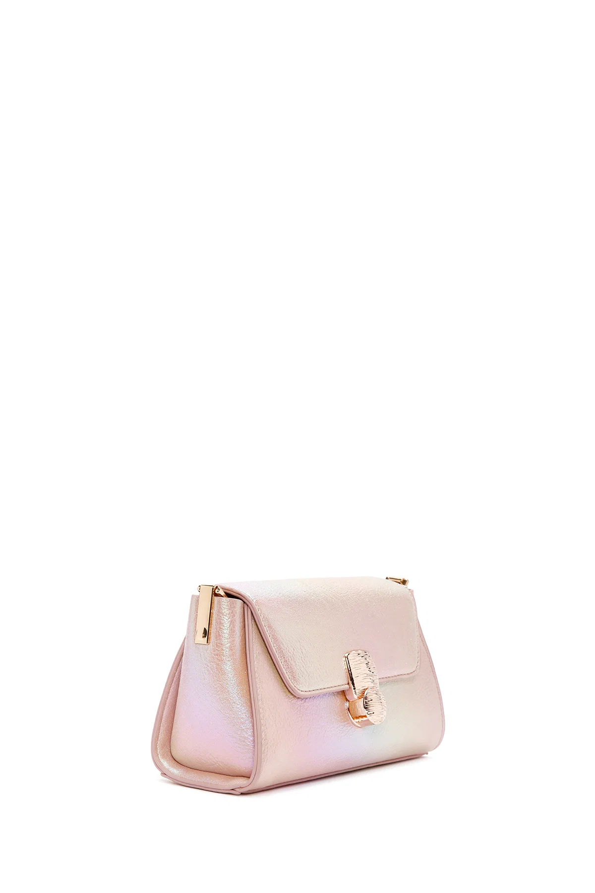 Kadın Pembe Metalik Rugan Mini Çapraz Çanta - Image 5